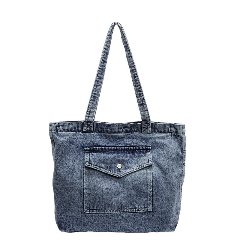 Sac à épaule en denim, sac de shopping à grande capacité