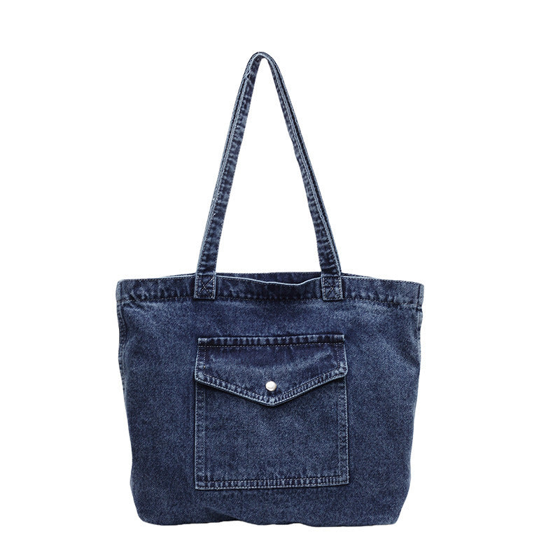 Sac à épaule en denim, sac de shopping à grande capacité