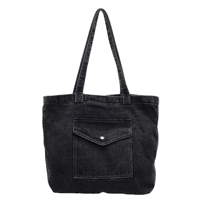 Sac à épaule en denim, sac de shopping à grande capacité